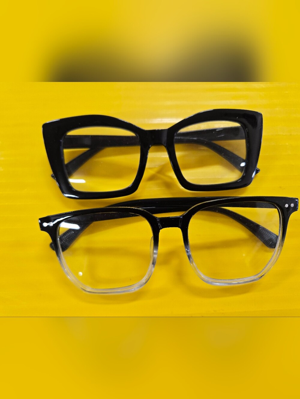 Blue Oversized Rounded Frame Reading Eyeglasses 3x And Black Square frame 3x